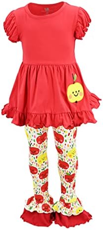 Unique Baby Girls Back to School Ruffled Pant Set First Day Of School Outfits