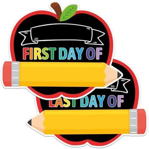 First and Last Day of School Chalkboard, 9.5″x11.8″ Double Sided Pencil Back to School Sign for Kids Girls Boys Reusable 1st Day of Kindergarten Preschool Photo Props Sign