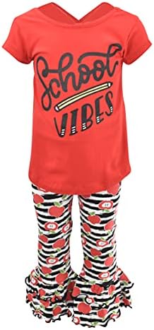 Unique Baby Girls Ruffled Vibes Back to School Legging Set