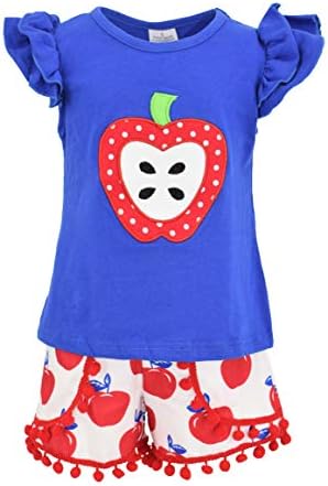 Unique Baby Girls Back to Grade School 2pc Apple Boutique Shorts Set