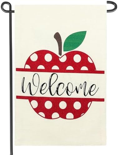 Welcome Back to School Garden Flag Apple Book Pencil First Day of School Yard Flags(D)