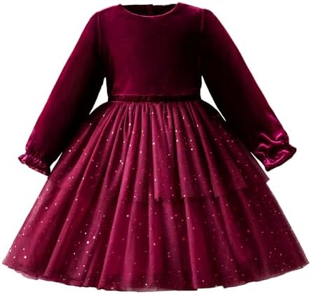 TTYAOVO Little Girls Long Sleeves Casual Birthday Dress with Tutu Skirt