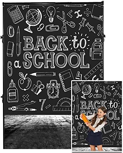 AOFOTO 5x7ft Chalkboard Back to School Backdrop Blackboard Chalk Drawing Photography Background Student Girl Boy Portrait School First Day Classroom Photo Shoot Studio Props Video Drop Vinyl