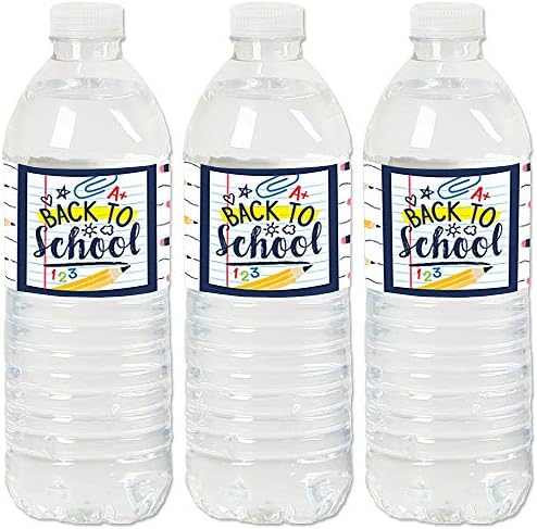 Big Dot of Happiness Back to School – First Day of School Classroom Decorations and Water Bottle Sticker Labels – Set of 20