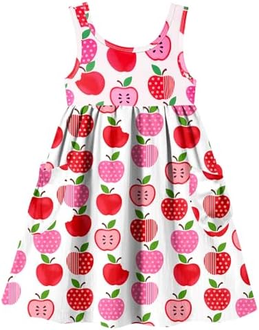 Vieille Little Girls Sleeveless Dress Cute Summer Sundress with Pocket 2-7 Years