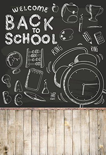 AOFOTO 6x8ft Welcome Back to School Backdrop Chalkboard Blackboard Drawing Photography Background Classroom Chalk Writing Photo Studio Props Student Boy Girl Kid Children Portrait Vinyl Wallpaper