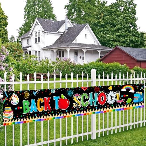 Avezano Back To School Banner 98.4 x 19.6 Inch Welcome Back to School Banner First Day of School Yard Signs Party Supplies Back to School Decorations Banner for Classroom