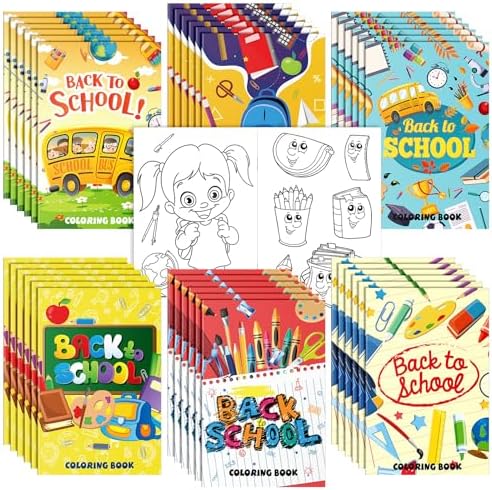 Jetec 36 Pcs Back to School Mini Coloring Book Bulk for Kindergarten School Classroom Activity First Day of School Coloring Pages for Party Favor Gift Goodie Bag