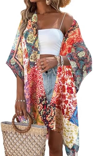 Beautiful Nomad Women’s Kimono Swimsuit Coverups Beach Floral Casual Cardigan Bathing Suit Cover Up for Summer Swimwear