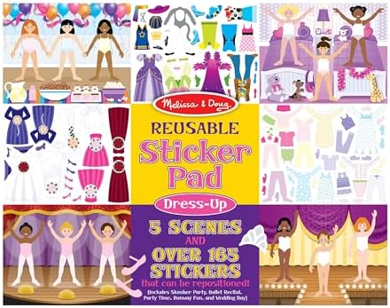 Melissa & Doug Reusable Sticker Pad: Dress-Up – 165+ Stickers Removable Stickers, Kids Fashion Activities, Restickable Book For Ages 3+