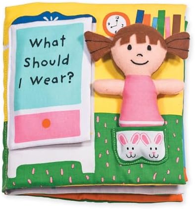 Melissa & Doug Soft Activity Baby Book – What Should I Wear? – Sensory Travel Toys, Dress Up Doll For Babies And Toddlers